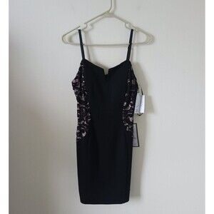 BCX Juniors Mini Bodycon Lace Dress Adjustable Straps Black‎ Size11